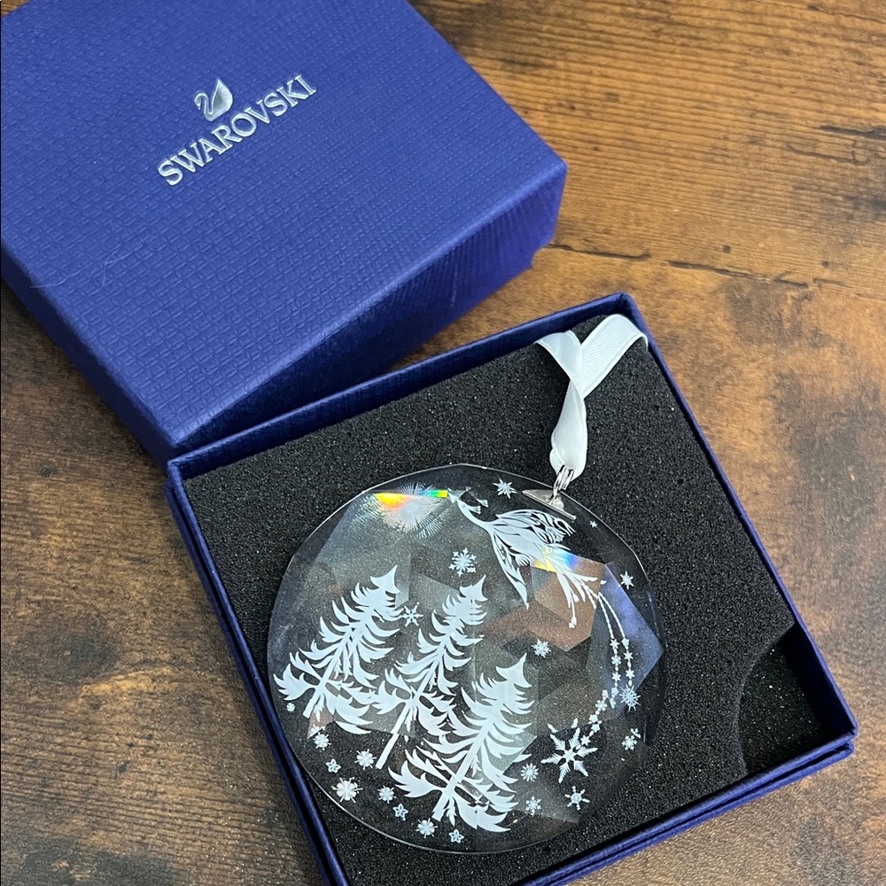 Swarovski Crystal Ornament with Snowflake and Tree Design